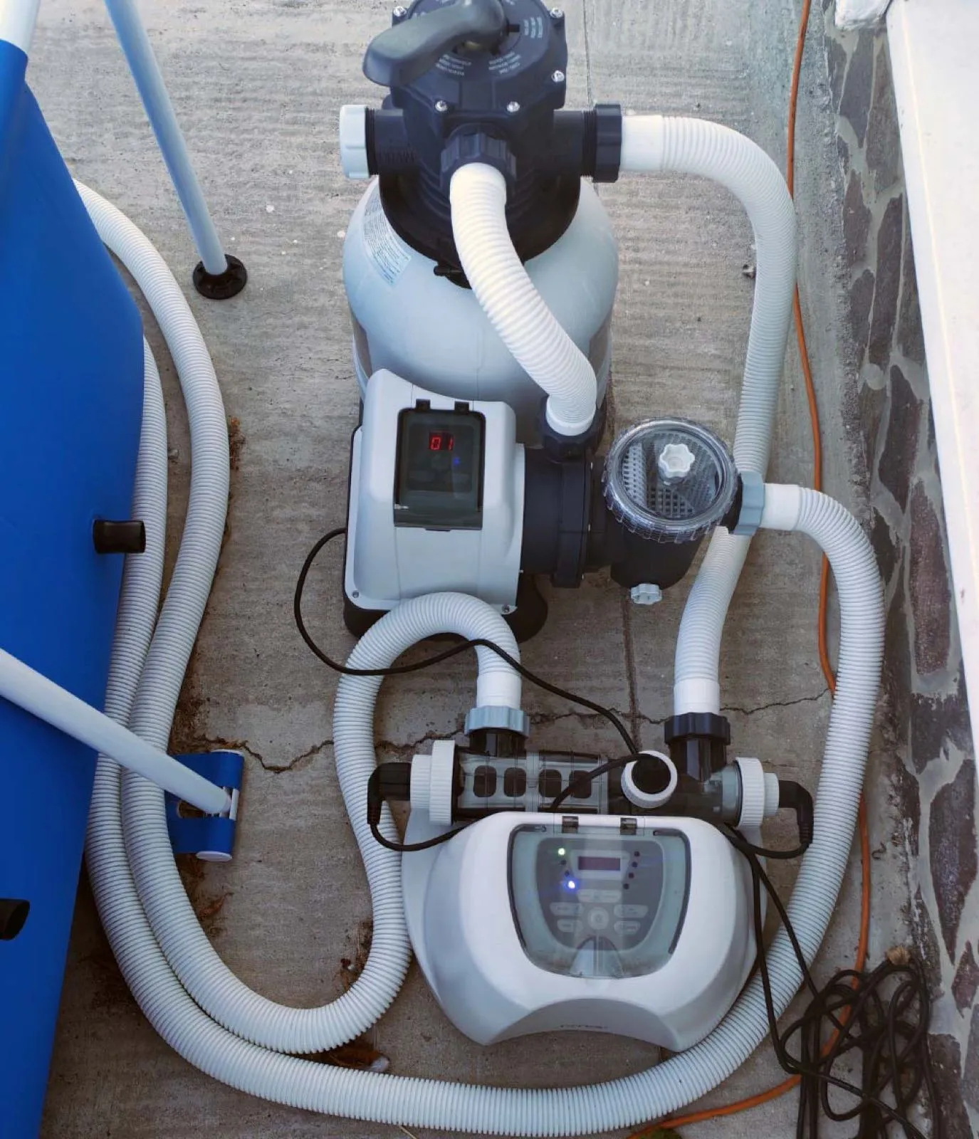 Zapojená filtrácia INTEX počas testu